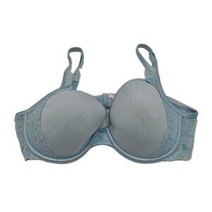 Victorias Secret Push-up Bra Light Blue 38C Rhinestones And Lace